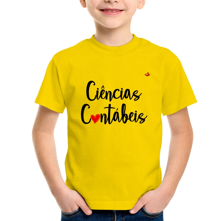 Camiseta Infantil Ciências Contábeis por amor - Amarela