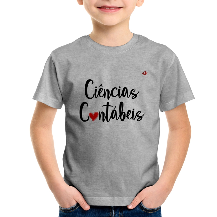 Camiseta Infantil Ciências Contábeis por amor - Cinza