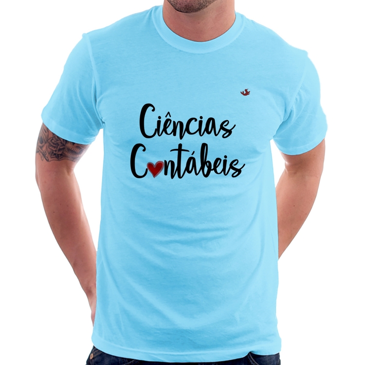 Camiseta Ciências Contábeis por amor - Azul Bebê