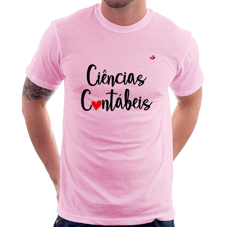 Camiseta Ciências Contábeis por amor - Rosa Bebê