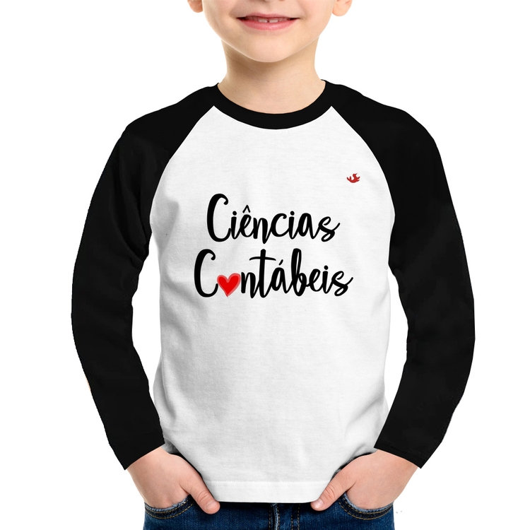 Camiseta Raglan Infantil Ciências Contábeis por amor Manga Longa
