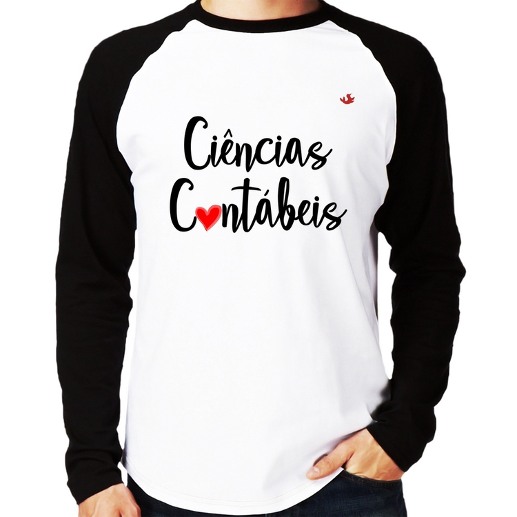 Camiseta Raglan Ciências Contábeis por amor Manga Longa