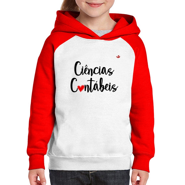 Moletom Infantil Ciências Contábeis por amor - Branco/Vermelho
