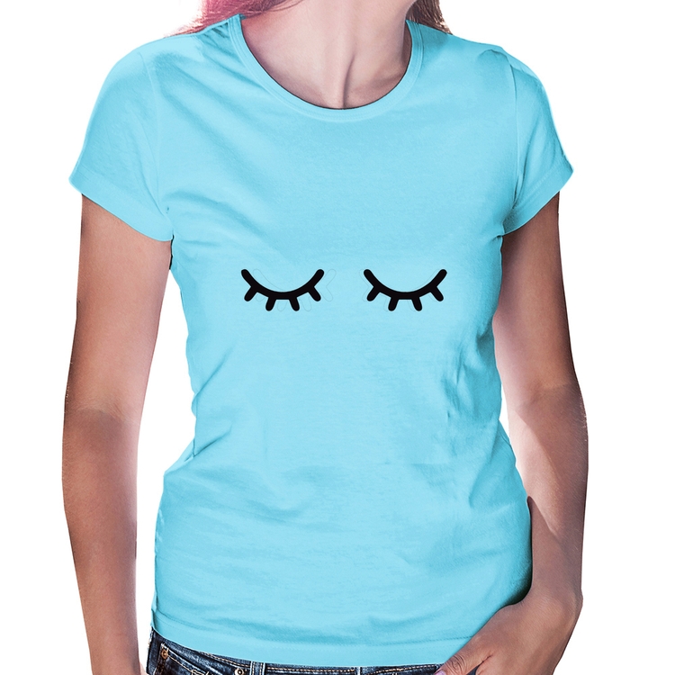 Baby Look Cílios - Azul Bebê