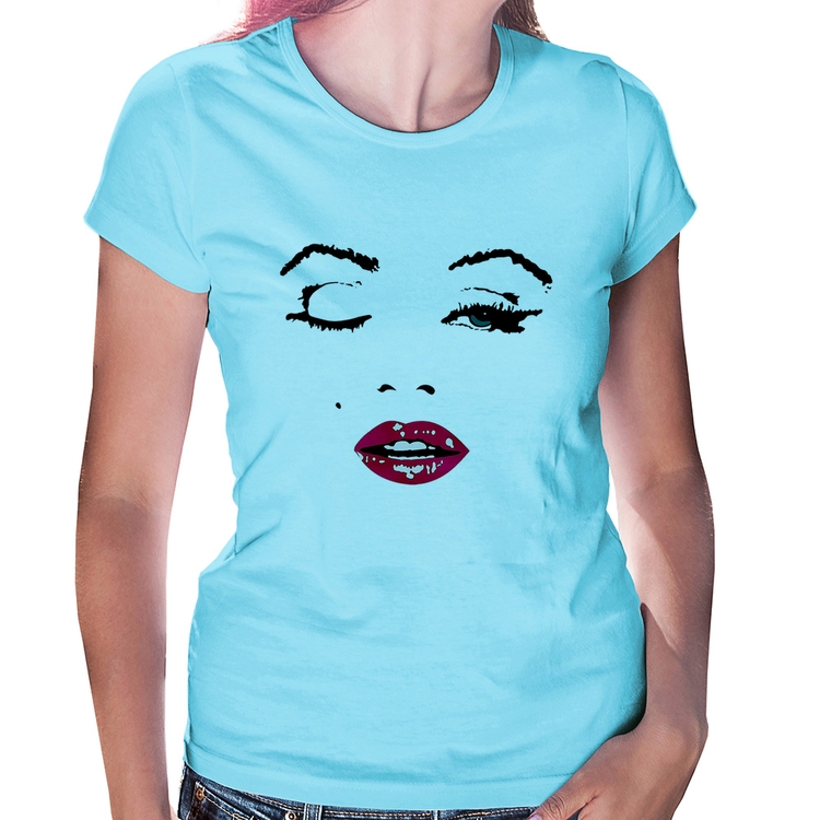 Baby Look Cílios Boca Olhos Piscando - Azul Bebê