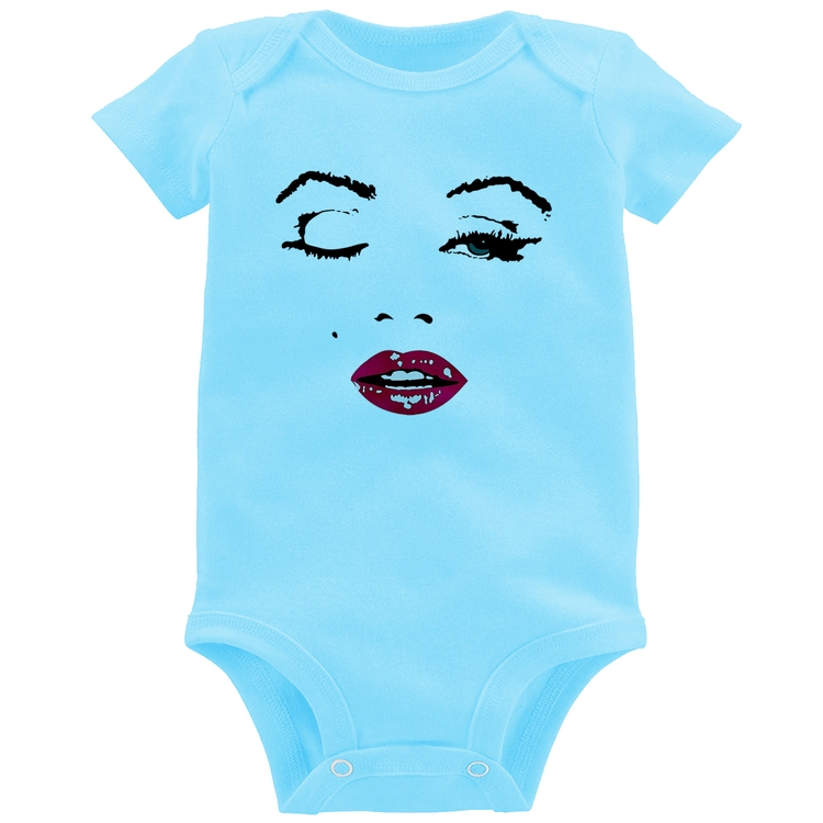 Body Bebê Cílios Boca Olhos Piscando - Azul Bebê