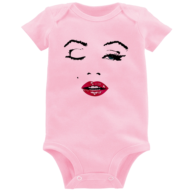 Body Bebê Cílios Boca Olhos Piscando - Rosa Bebê