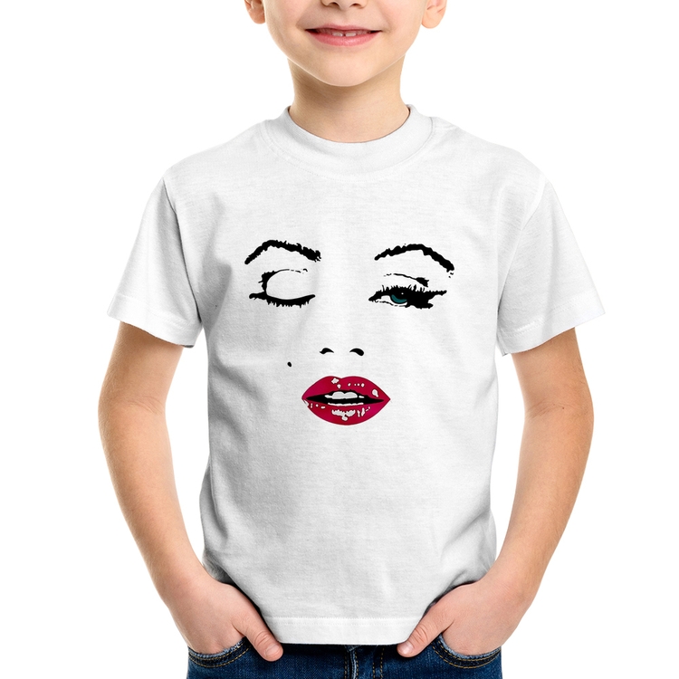 Camiseta Infantil Cílios Boca Olhos Piscando
