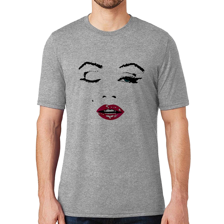 Camiseta Cílios Boca Olhos Piscando - Cinza