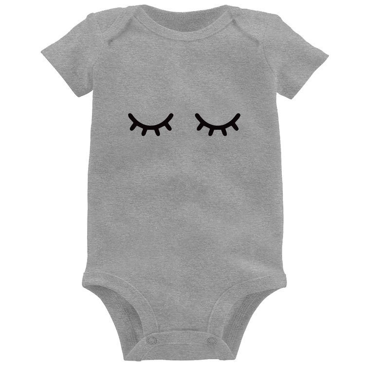 Body Bebê Cílios - Cinza