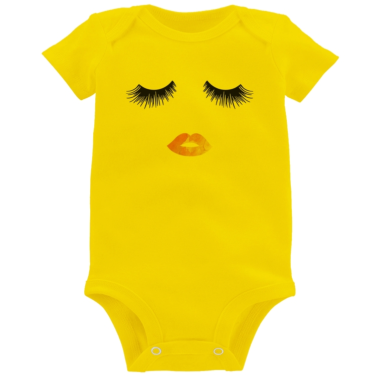 Body Bebê Cílios e Boca - Amarelo