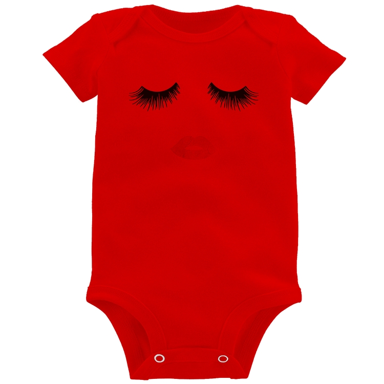 Body Bebê Cílios e Boca - Vermelho