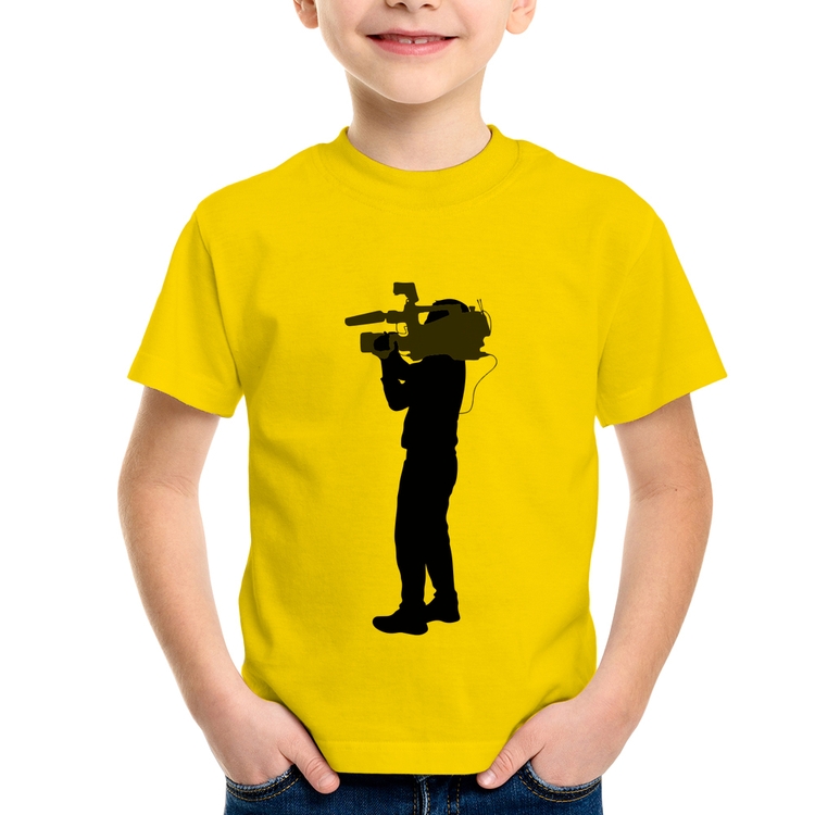 Camiseta Infantil Cameraman - Amarela