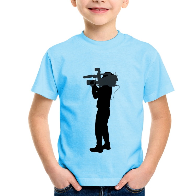 Camiseta Infantil Cameraman - Azul Bebê