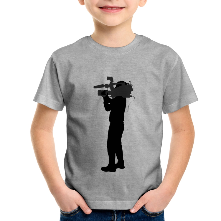 Camiseta Infantil Cameraman - Cinza
