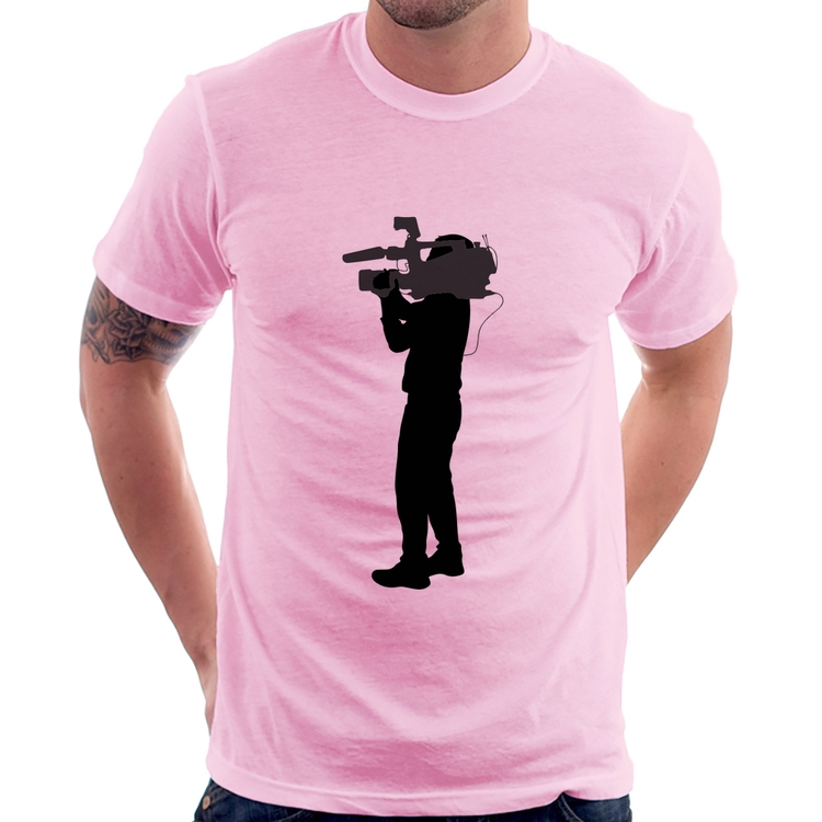 Camiseta Cameraman - Rosa Bebê