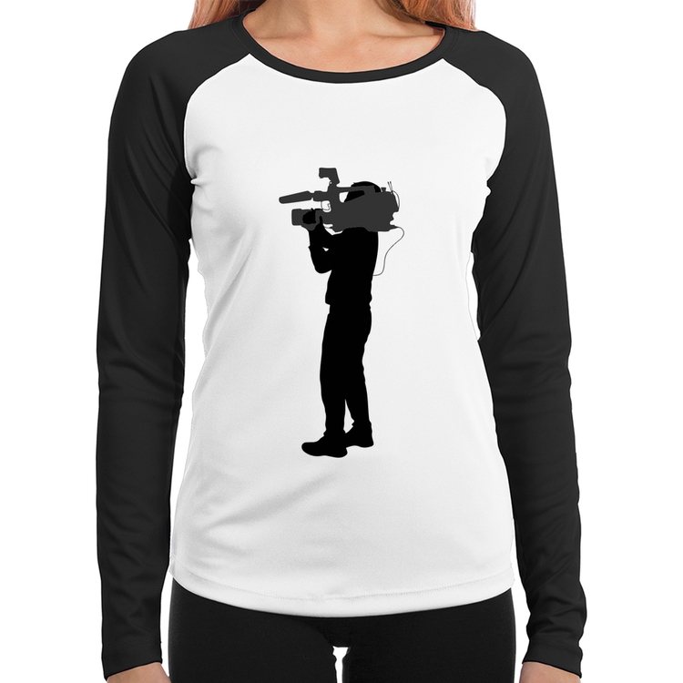 Baby Look Raglan Cameraman Manga Longa