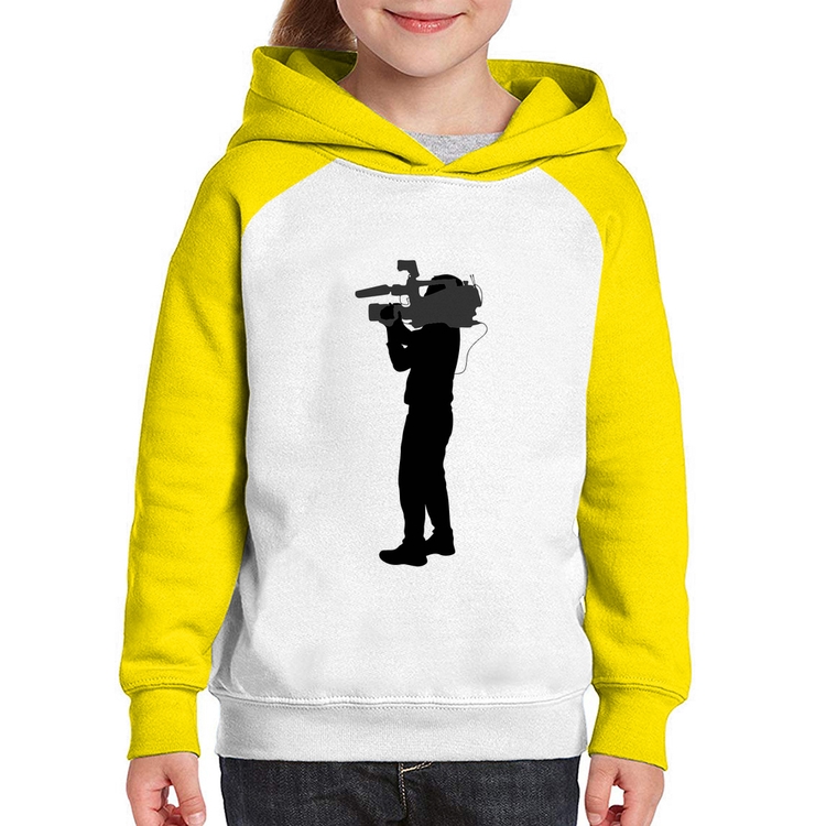 Moletom Infantil Cameraman - Branco/Amarelo