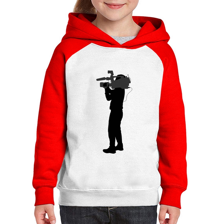 Moletom Infantil Cameraman - Branco/Vermelho
