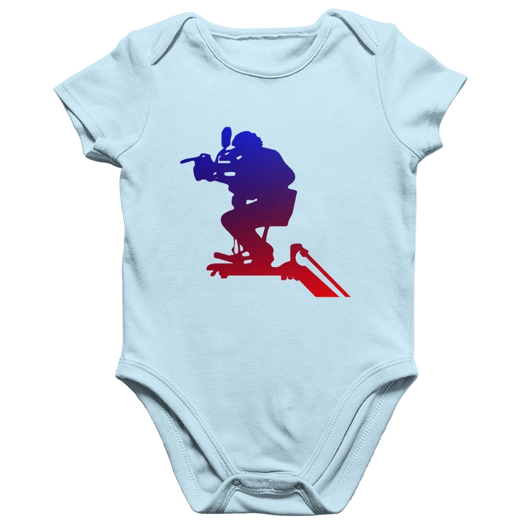 Body Bebê Algodão Cinegrafista - Azul Bebê