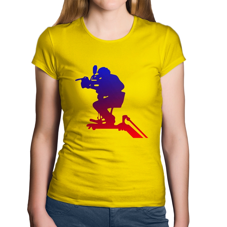 Baby Look Algodão Cinegrafista - Amarela