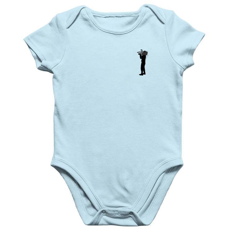 Body Bebê Algodão Cinegrafista Cameraman - Azul Bebê