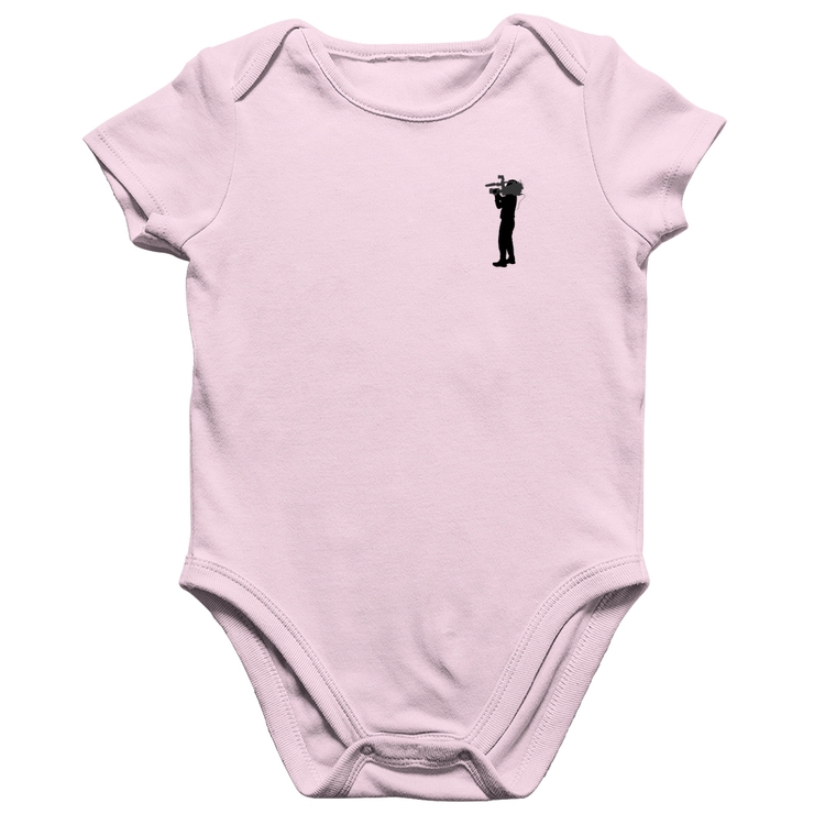 Body Bebê Algodão Cinegrafista Cameraman - Rosa Bebê
