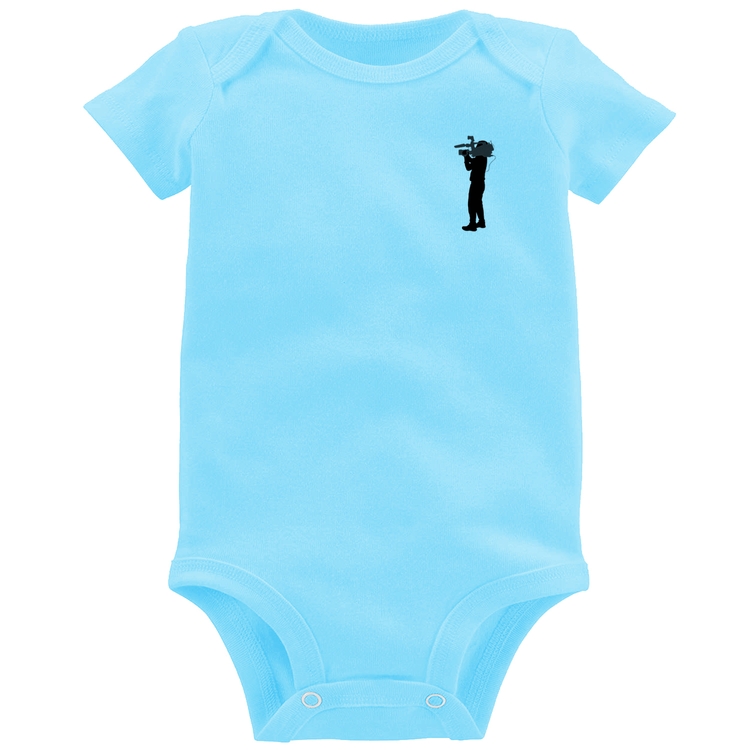 Body Bebê Cinegrafista Cameraman - Azul Bebê