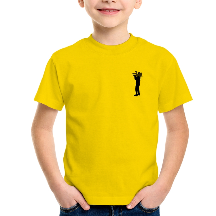 Camiseta Infantil Cinegrafista Cameraman - Amarela