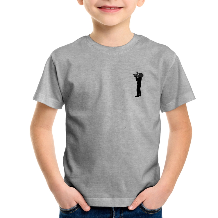 Camiseta Infantil Cinegrafista Cameraman - Cinza