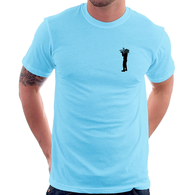 Camiseta Cinegrafista Cameraman - Azul Bebê