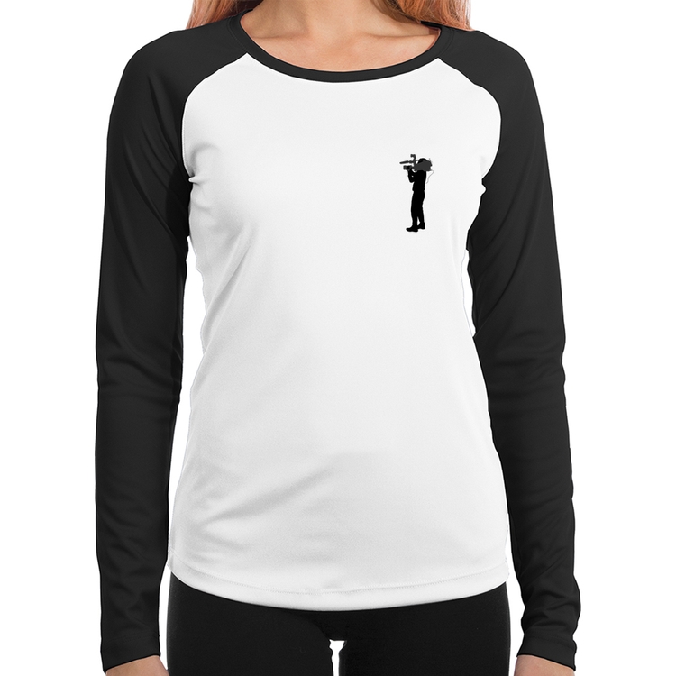 Baby Look Raglan Cinegrafista Cameraman Manga Longa