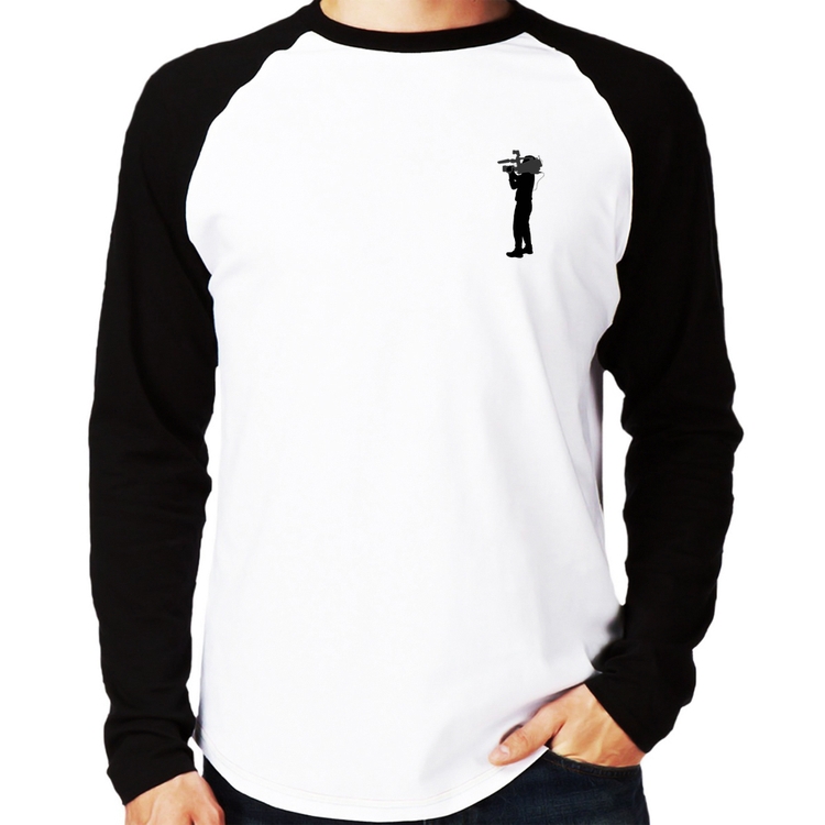 Camiseta Raglan Cinegrafista Cameraman Manga Longa