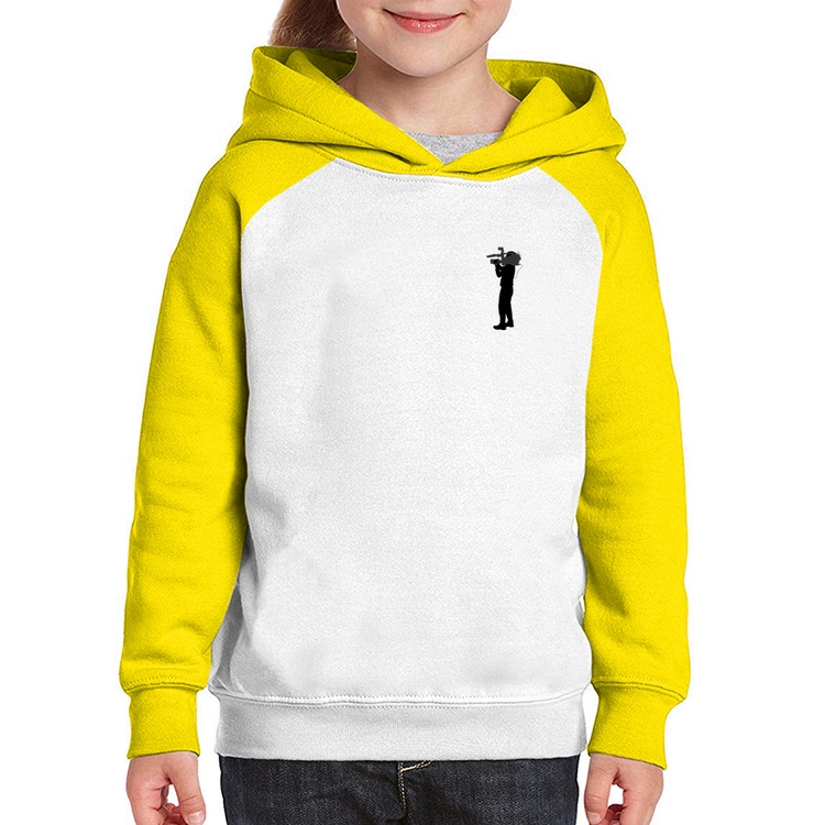 Moletom Infantil Cinegrafista Cameraman - Branco/Amarelo
