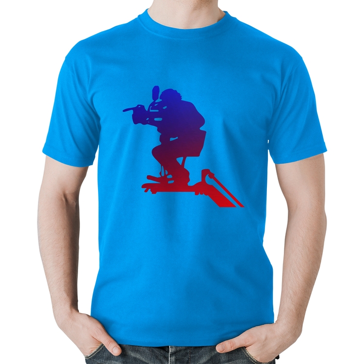 Camiseta Algodão Cinegrafista - Azul