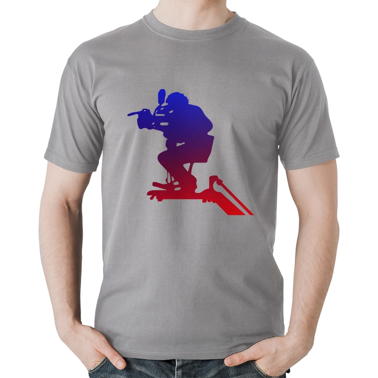 Camiseta Algodão Cinegrafista - Cinza