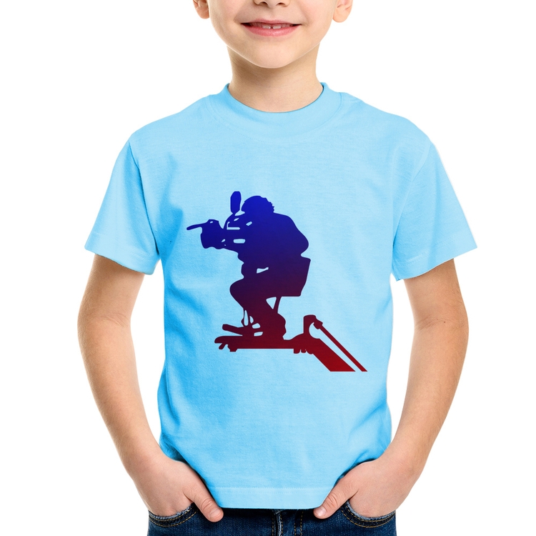Camiseta Infantil Cinegrafista - Azul Bebê