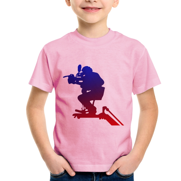Camiseta Infantil Cinegrafista - Rosa Bebê
