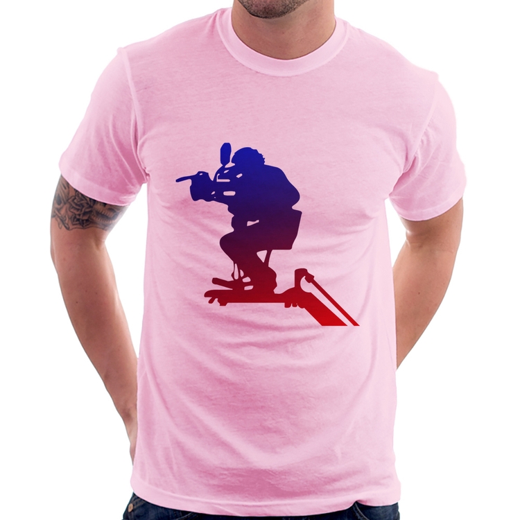 Camiseta Cinegrafista - Rosa Bebê