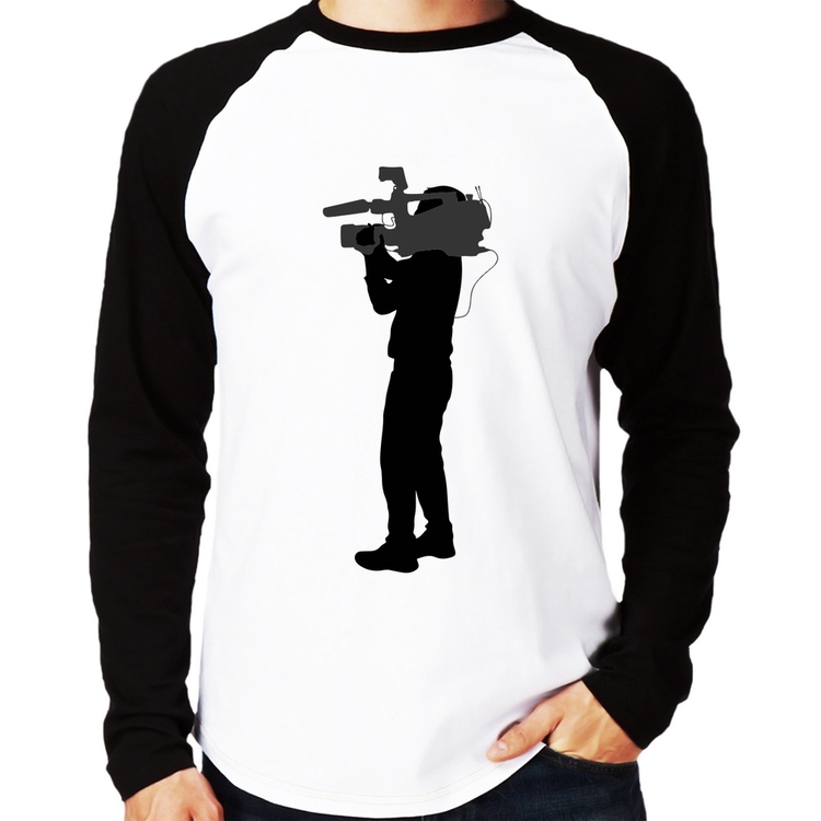 Camiseta Raglan Cameraman Manga Longa