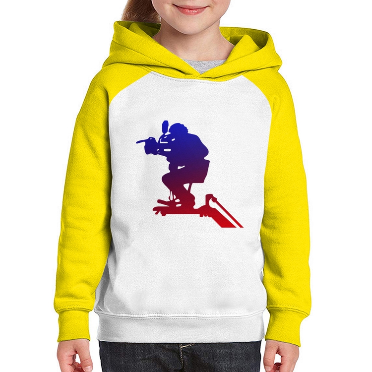 Moletom Infantil Cinegrafista - Branco/Amarelo