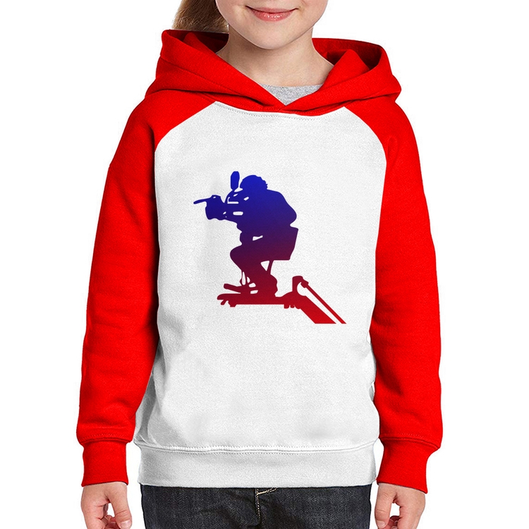 Moletom Infantil Cinegrafista - Branco/Vermelho