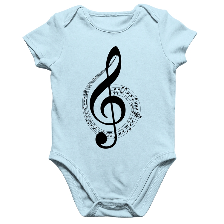 Body Bebê Algodão Clave de Sol - Azul Bebê