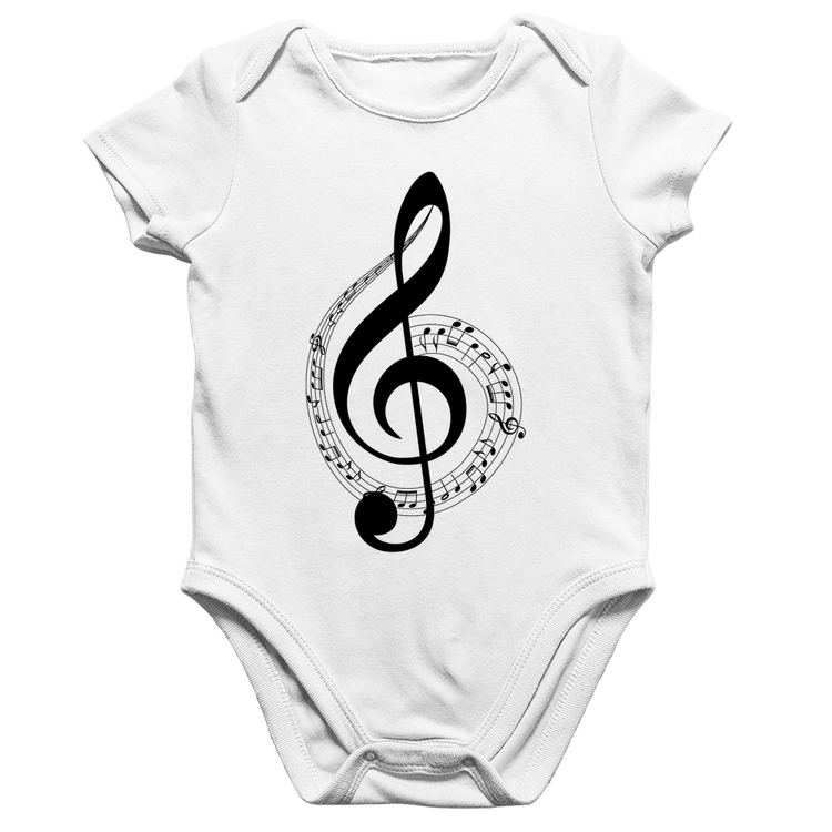 Body Bebê Algodão Clave de Sol - Branco