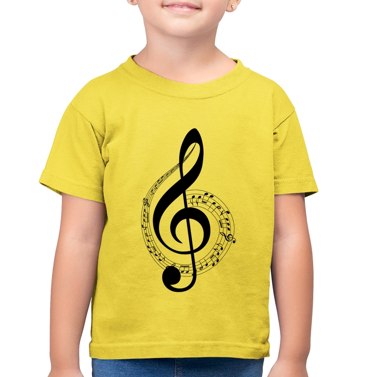 Camiseta Algodão Infantil Clave de Sol - Amarelo Canário