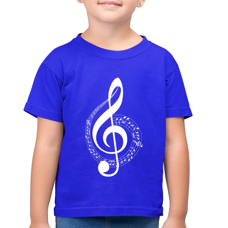 Camiseta Algodão Infantil Clave de Sol - Azul Royal