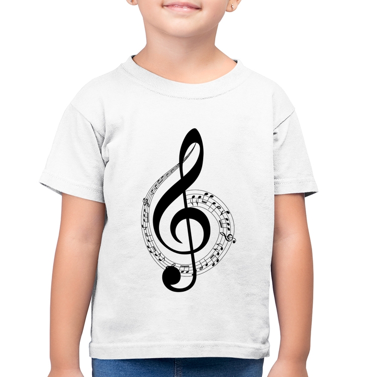 Camiseta Algodão Infantil Clave de Sol - Branca