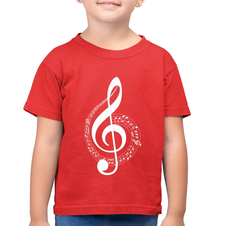Camiseta Algodão Infantil Clave de Sol - Vermelha