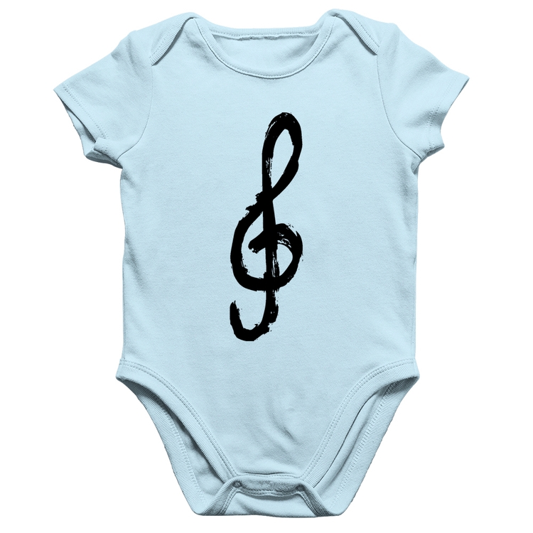 Body Bebê Algodão Clave De Sol Arte - Azul Bebê