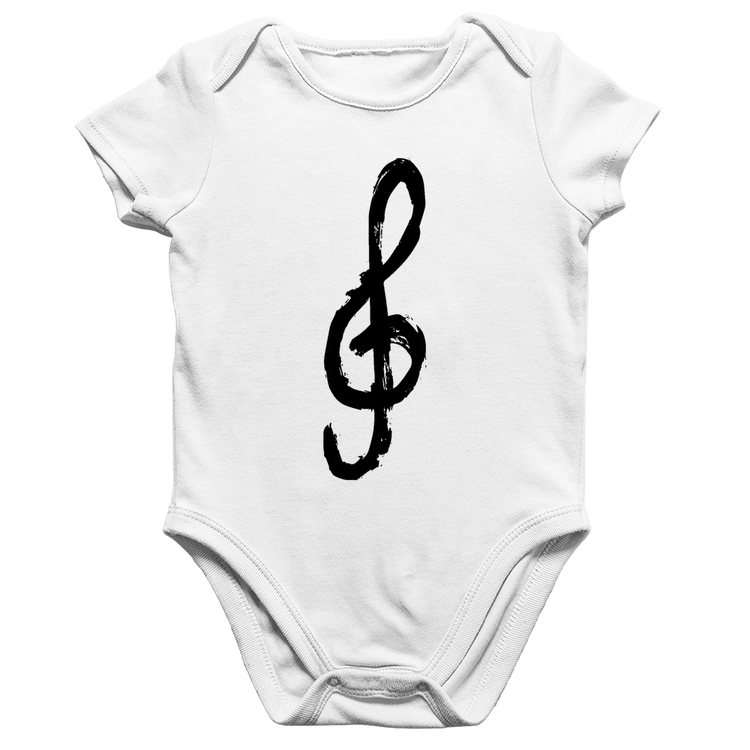 Body Bebê Algodão Clave De Sol Arte - Branco